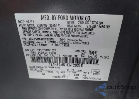 2014 Ford Police Interceptor from USA, damaged, VIN 1FAHP2MK1EG120318